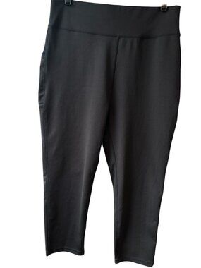 2XL POPFit Black Capri Workout Legging Pockets Spandex Stretch Athleisure